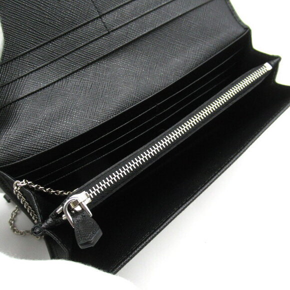 Prada Zip Long Wallet Saffiano Leather Bifold Black - Picture 7 of 10